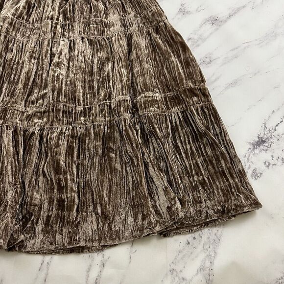 BCBG Maxazria Womens Vintage Y2k Velvet Skirt Size M New Brown Bronze Sequins - Picture 9 of 10